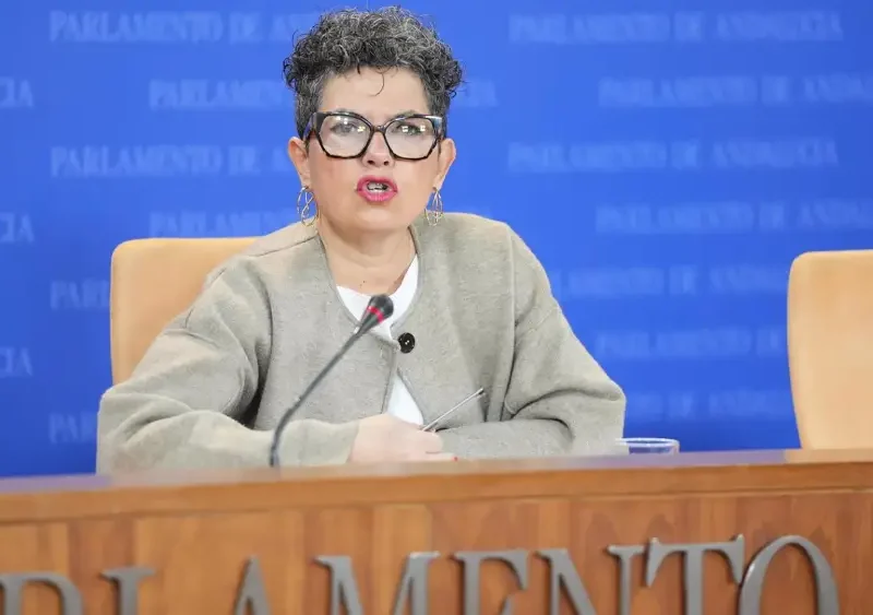 La presidenta del Grupo Parlamentario Mixto-Adelante Andalucía, Maribel Mora, este miércoles en rueda de prensa. - Joaquín Corchero/Europa Press