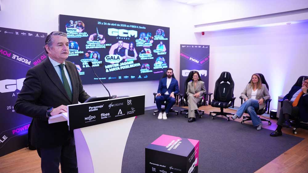 El consejero de Presidencia, Interior, Diálogo Social y Simplificación Administrativa, Antonio Sanz, en la presentación de los GEM Awards en Sevilla. - María José López / Europa Press