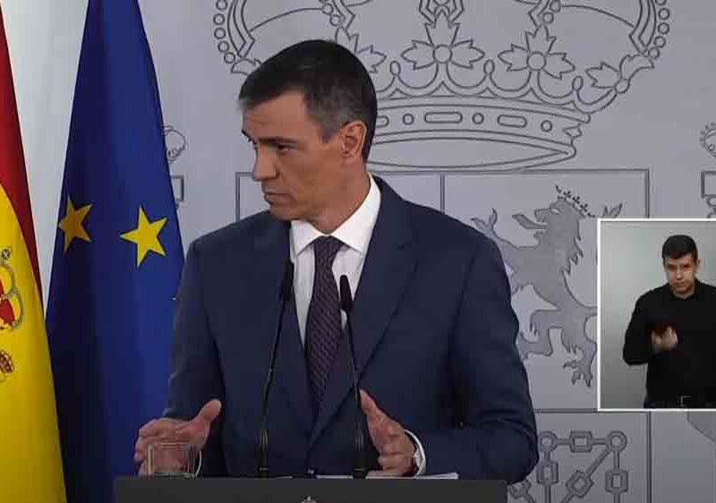 El presidente del Gobierno, Pedro Sánchez, durante la comparecencia del martes 29 de abril de 2025. - La Moncloa