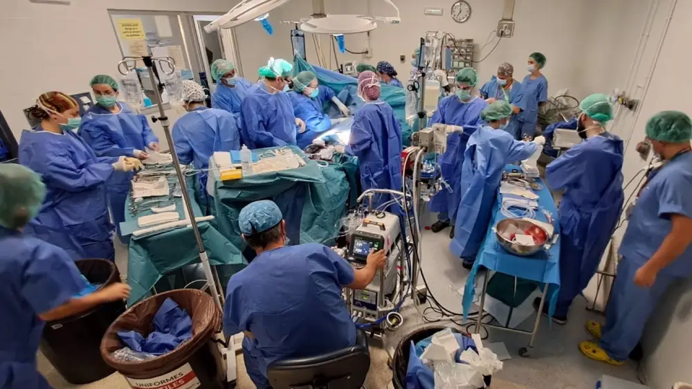 Equipo de profesionales sanitarios inmerso en una operación de donación de órganos. - HUVM