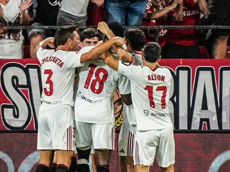 Celebración de uno de los goles del conjunto andaluz