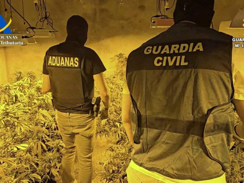 Operativo de la Guardia Civil durante la intervención en Osuna