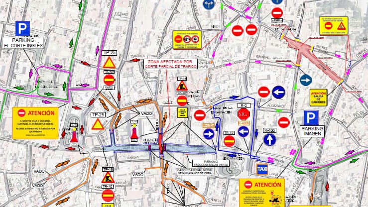 Croquis del corte de tráfico para las obras del tranvibús en la calle Laraña
